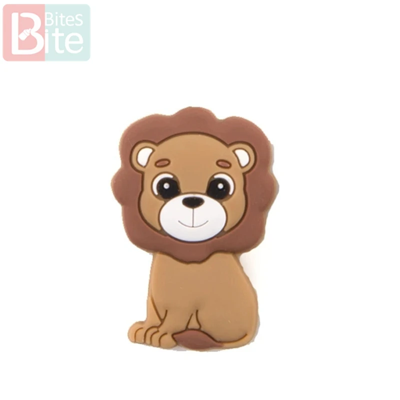 3 шт. силиконовые бусины Лев детская игрушка DIY соска подвеска на цепочке-ожерелье для жевания и кусания грызунов для прорезывания зубов детские игрушки - Цвет: Brown Lion
