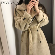 TVVOVVIN, Женское пальто, зимнее двубортное пальто из овечьей шерсти, Темпераментная Женская куртка, зимнее длинное пальто, B373