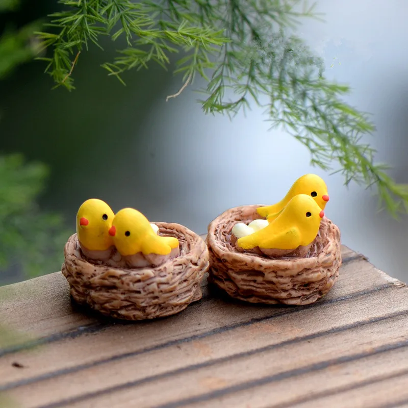 Mini 4 шт. Иволга птица бутылки украшения мох микро пейзаж деко декорации сада