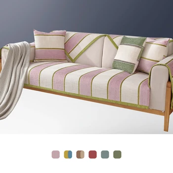 

New Chenille Slipcover Splice Solid Color Living Room Sofa Cover for Sectional L-shaped Sofa 1/2/3/4 Seat Non-slip Sofa Towel
