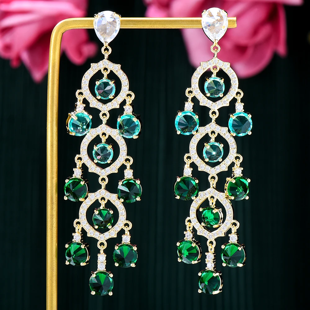 

Soramoore Fashion street style Trendy Drop Earrings For Women Wedding Party Cubic Zircon Dubai Bridal Earring boucle d'oreille