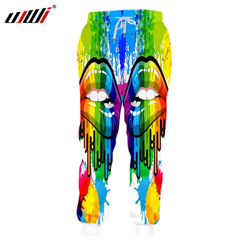 

UJWI New Winter Man Colorful lips Sexy Sets Summer Trousers 3D Printed Large Size 5XL Habiliment Men's Autumn Loose Sweatpants