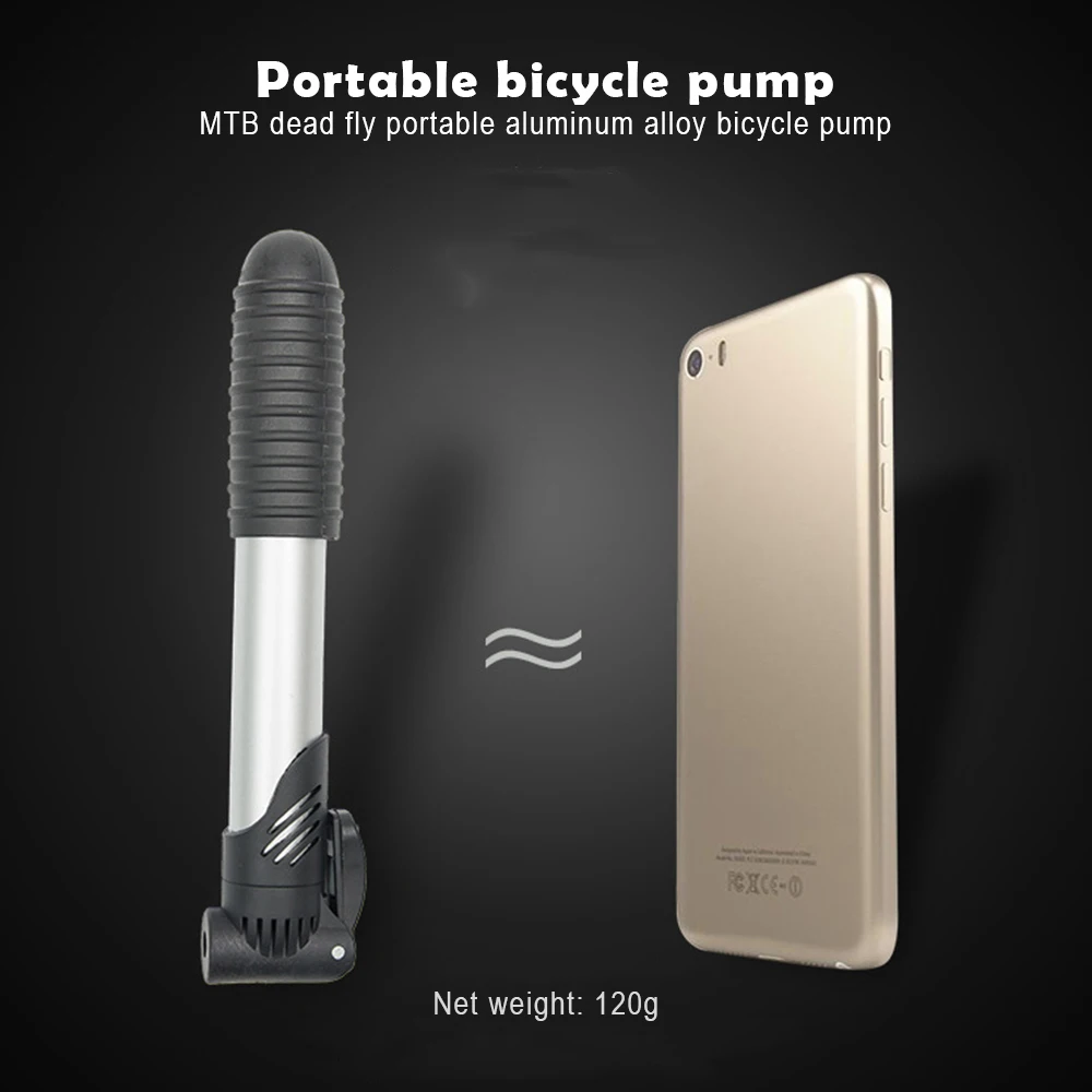 Durable Silver Aluminum Alloy Mountain Bike Tool Tyre Pump Bike Pump Inflator Bicycle Inflating Portable Travel