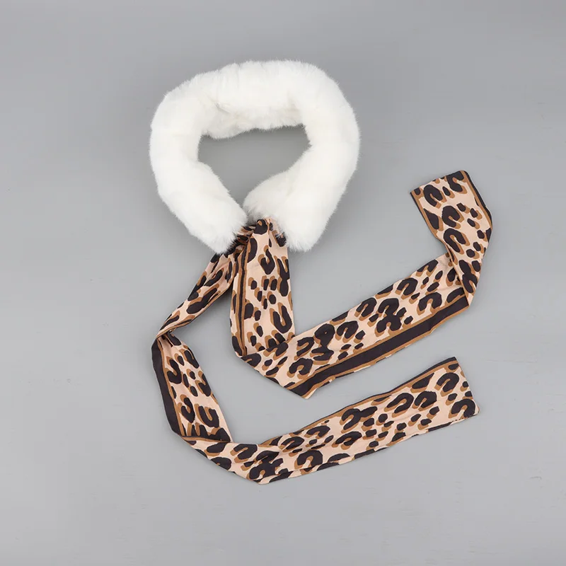 Зимний шарф женский корейский модный плюшевый Воротник Сетка красный Леопардовый узор с теплым маленьким шарфом, студенческий длинный стример меховой воротник