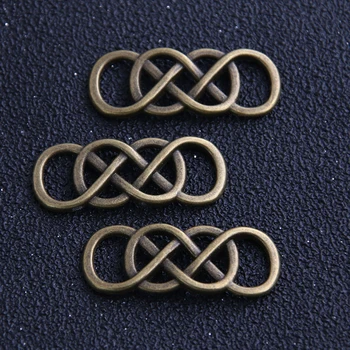 

8PCS 13*32mm Antique Bronze/ Metal Alloy Four Circles Jewelry Connectors Charms For Bracelet Making