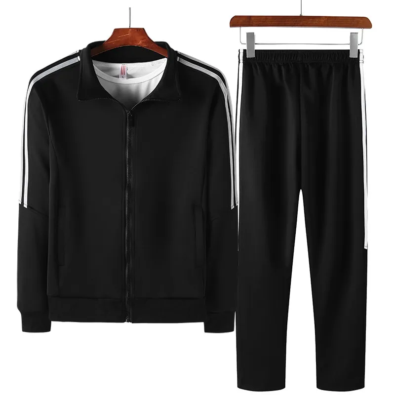 Мужские спортивные костюмы, повседневные мужские новые весенне-осенние спортивные костюмы из 2 предметов, толстовка+ штаны, Мужская брендовая одежда размера плюс 6XL 8XL - Цвет: Black Style 01