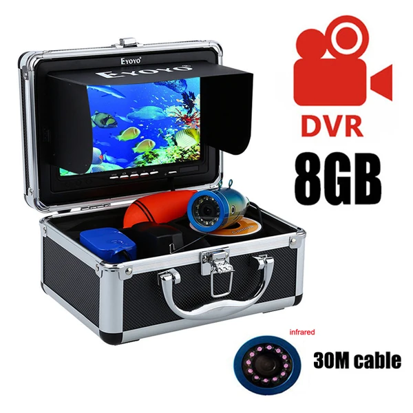 Eyoyo EF07B 7 дюймов 1000TVL рыболокатор подводная камера для подледной рыбалки видео подводная камера инфракрасная лампа рыболокатор для подледной рыбалки - Цвет: 30M Infrared LED DVR