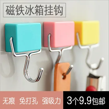 

Seemless Nailless Hole Punched Ultra-strength Suction Magnet Hook Refridgerator Magnets Magnet Magnetic Adhesive Hook Iron Gate