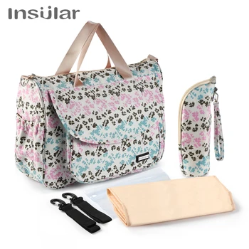 

Large Capacity Fashion Diaper Bag Nylon Waterproof Tote Bag Stroller Hanging Organizer with Removable Stroller Straps