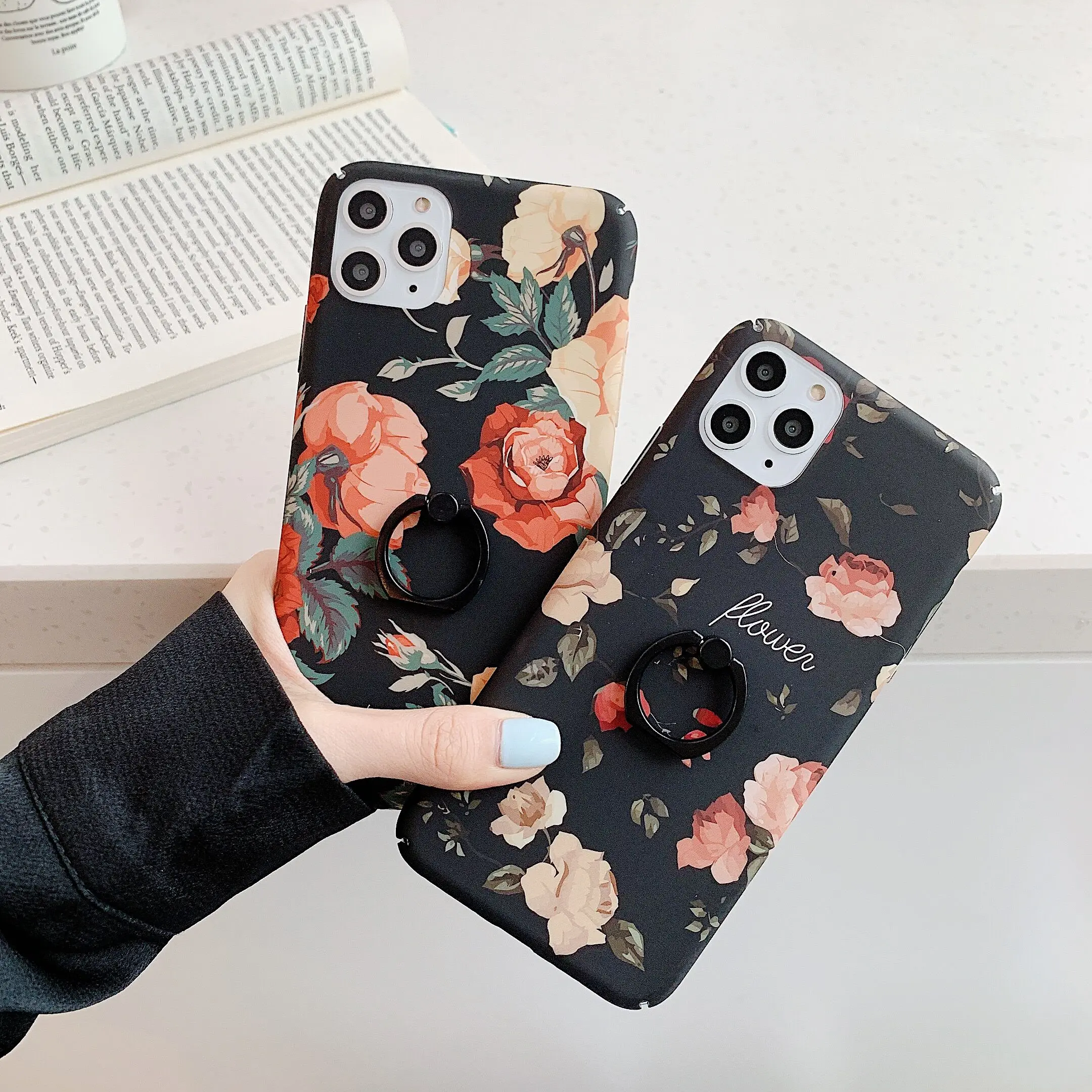 ORYKSZ Модный цветочный узор кольцо чехол для телефона iphone 11 Pro Max X Xs XR 6 6S 7 Plus Жесткий
