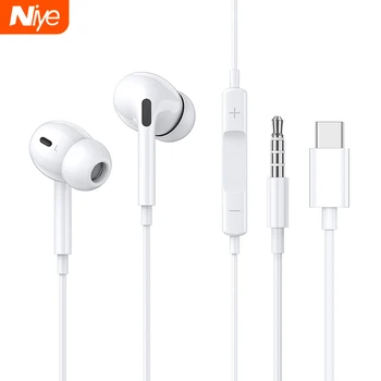 

3.5mm Wired Headset Noise Canceling Headphone Type-C Earphone Dynamic USB C Headsets With Mic Volume Control Earbuds For Xiaomi