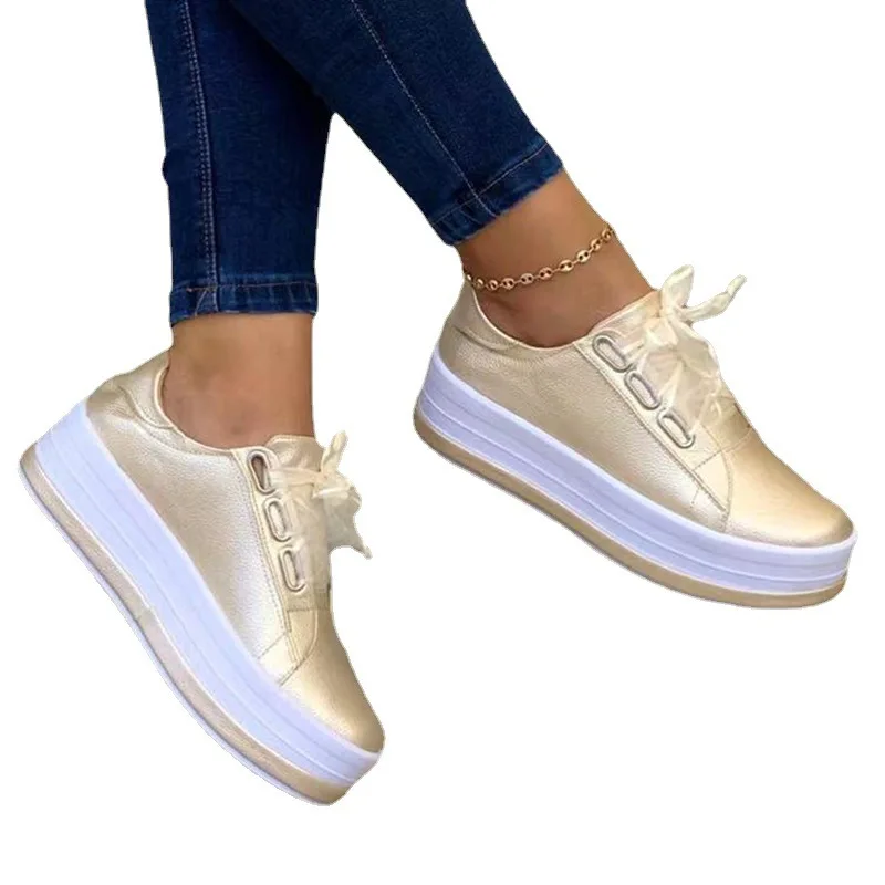 Zapatos informales con plataforma para mujer, zapatillas con cordones, de  diseñador, talla 43, otoño|Zapatos vulcanizados de mujer| - AliExpress