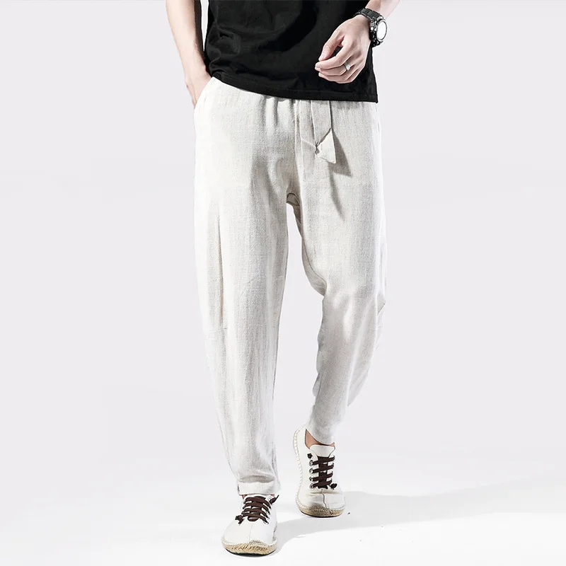 

Chinese-style Men Autumn Thin Casual Pants Cotton Linen Trousers Skinny Pants Loose And Plus-sized Linen Harem Pants Sub-