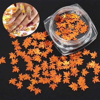 

1 Box New Fashion Maple Leaf 3D DIY Nail Art Sequins Gold Fall Leaves Flakes Paillettes Manicure Nails Glitter Vintage Decor