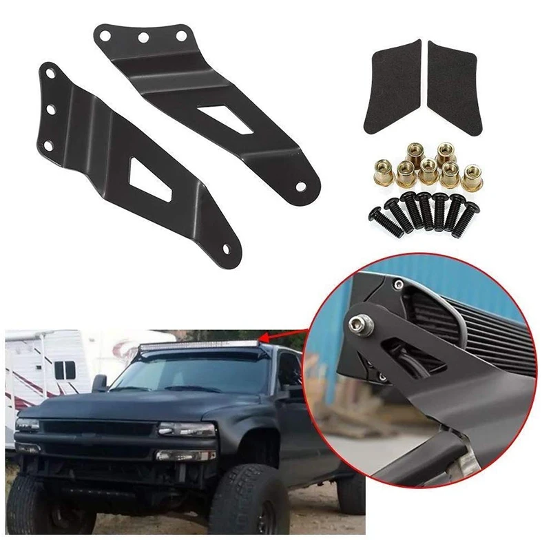 Верхнее Крепление на лобовое стекло кронштейны для 99-06 Chevy Silverado/GMC Sierra 50 дюймов изогнутый СВЕТОДИОДНЫЙ светильник