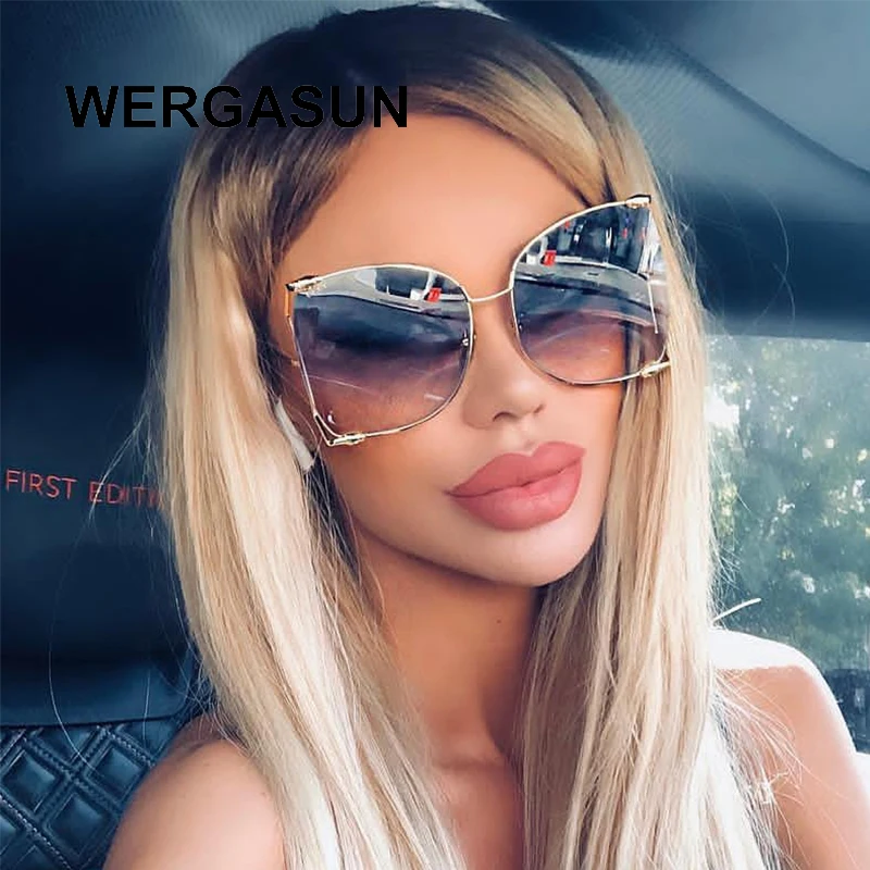 WERGASUN новые брендовые полукруглые очки с жемчугом женские модные большой оправой