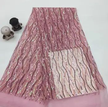 

fashionable tulle embroidery french net lace fabric J-12414 with sequins embroidered tulle