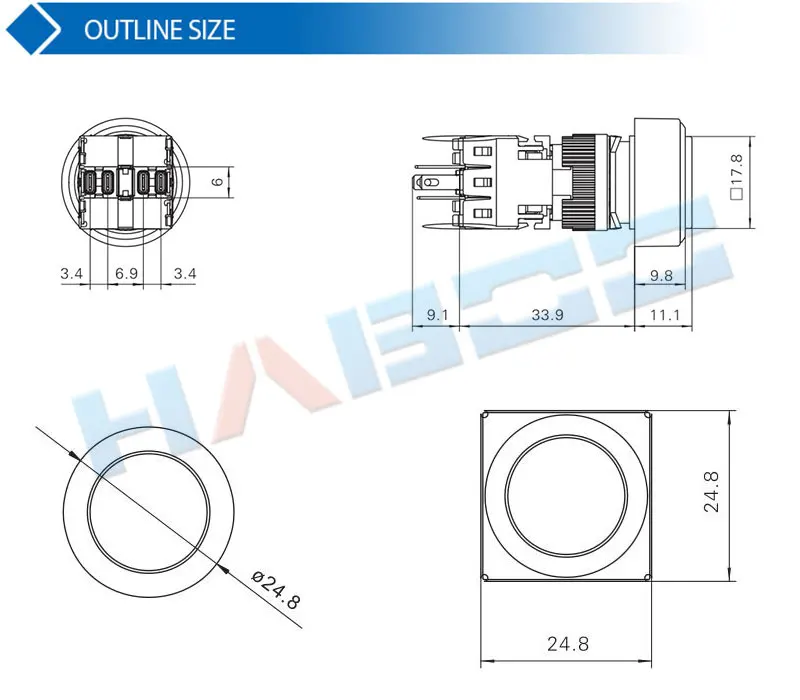 按钮开关外形尺寸