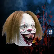 Страшная латексная маска на Хэллоуин ужас клоун Косплей Маска Полное Лицо Покрыто для взрослых и детей косплей реквизит для розыгрышей