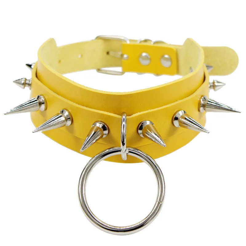 2024 Neue Damen Schwarzes Leder Choker Punk PU Leder Spike Halsband Nieten Halskette Gothic Schmuck 14