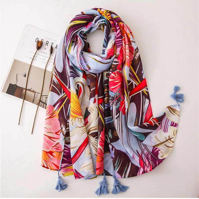 

New Vintage Chic Fashion Flower Tassel Women Vacation Beach Travel Sun Protection Scarf Shawl Beach Travel Bohemian Shawl