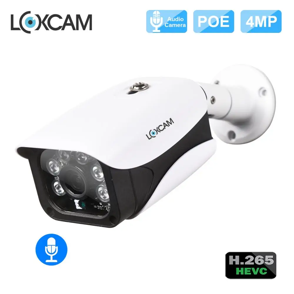 

LOXCAM H.265 48V 4MP 2592*1520 Network IP Camera 48V POE security Outdoor Waterproof Audio Record Nigh Vision camera P2P Onvif