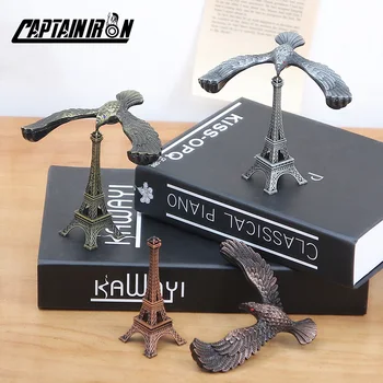 

CAPTAINIRON Eagle On Tower Figurines Iron Eagle Model Ornament Creative Metal Animal Miniatures Statue for Modern Home Decor