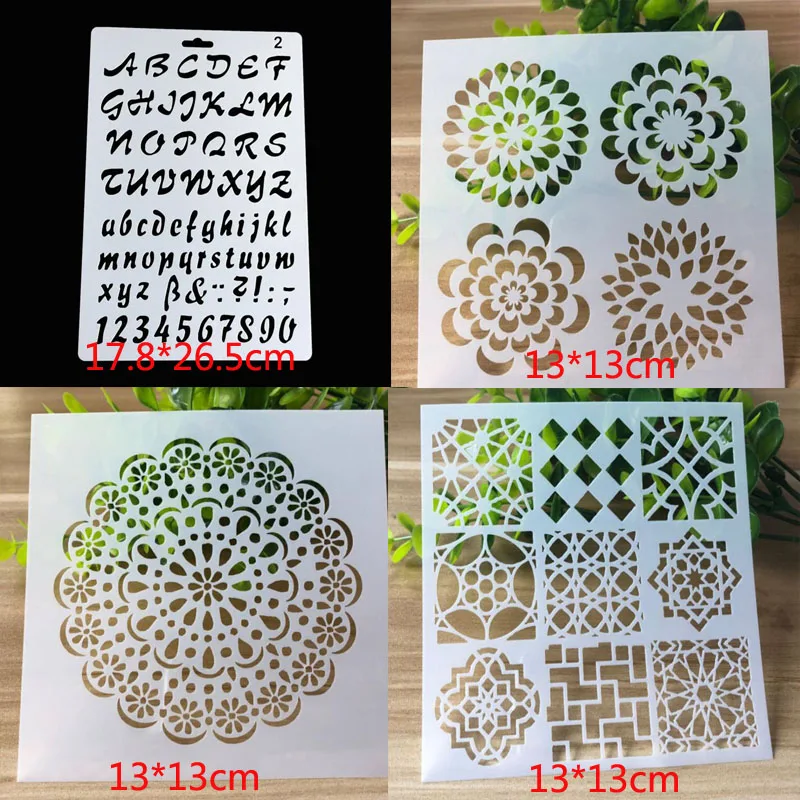 

4pcs Letters Stencils Painting Template DIY Scrapbooking Journal Decoration Coloring Embossing Drawing Mold Graffiti Reusable