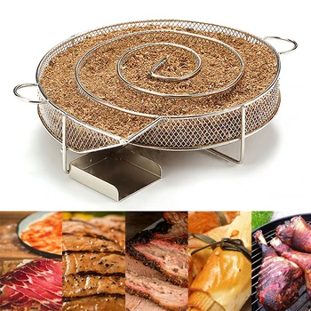 

New Smoke Generator for Barbecue Stove or Smoker Wood Chips Hot and Cold Smoked Salmon Roast Meat Cooking Stainless Steel