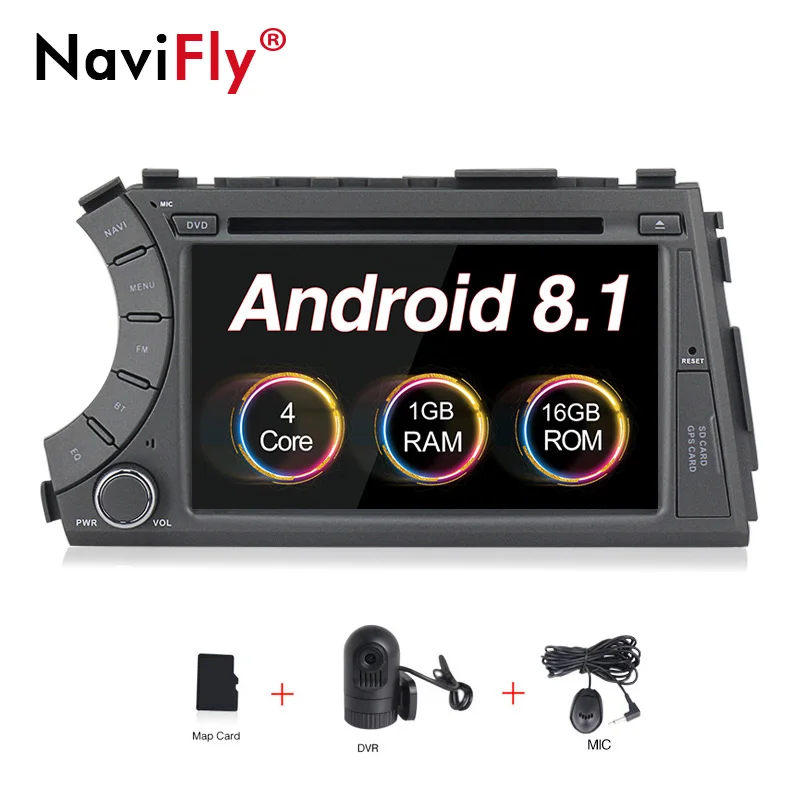 NaviFly " 2din android 8,1 Автомобильный мультимедийный плеер авторадио для Ssangyong Actyon Kyron 2005-2013 автомобильный Радио gps wifi USB - Цвет: Серый