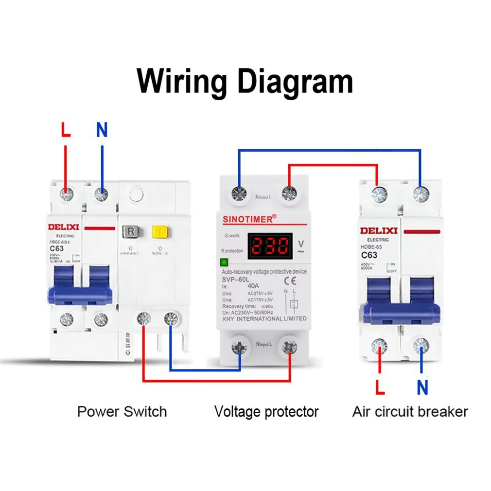 SVP-60L 230V 40A автоматическое восстановление под Напряжение более Напряжение протектор релейный выключатель защитное устройство светодиодный Дисплей