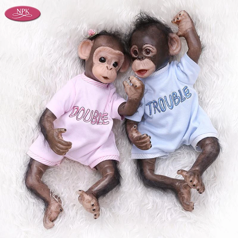 NPK 40 см Reborn Baby кукла в форме обезьяны игрушка реалистичные новорожденные дети