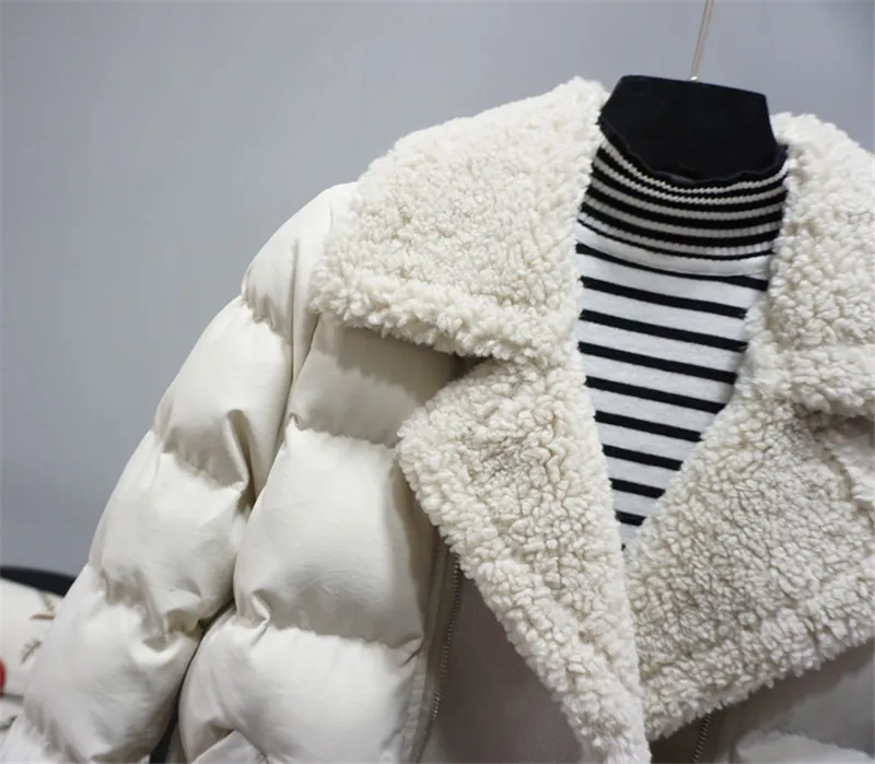 Роскошная дизайнерская брендовая парка для женщин, Модная хлопковая стеганая куртка с отложным воротником, толстое теплое зимнее женское пальто из овечьей шерсти