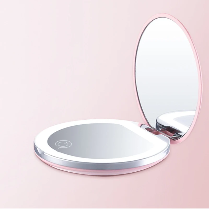 LED Touch Screen Makeup Mirror Vanity Mirror with Light Folding 160 Degree Rotating Cosmetic USB Charging