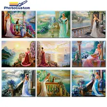 PhotoCustom Diy Sea Paint By Numbers For Adults Figure Picture By Numbers Landscape zero basis Home Decor gift
