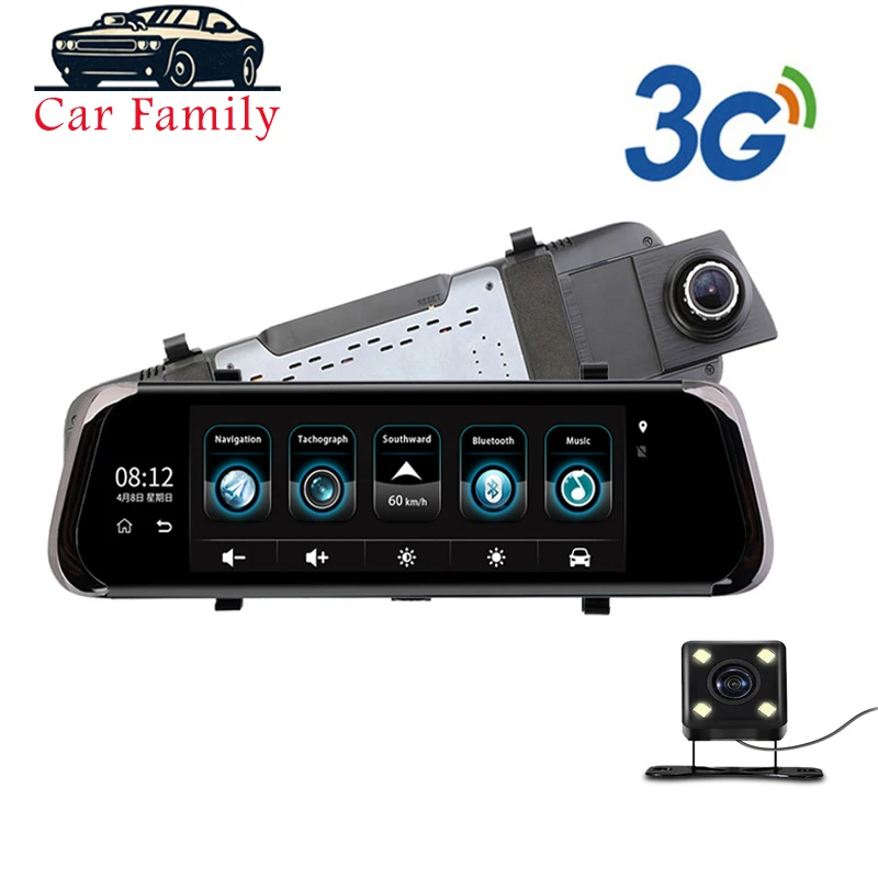 Mirror Dash Cam WiFi GPS Navigation Bluetooth FM Recorder Android 5.0 3G 10 Inch FHD Car DVR Dual Lens Dash Cam Mirror Navigator