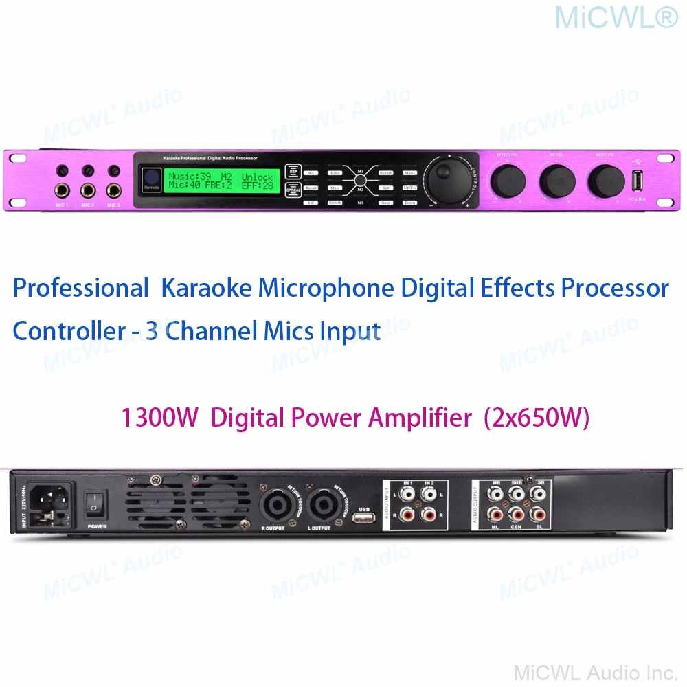 Professional Karaoke Microphone Digital Effects Processor Controller 1300w Power Amplifier 3 Mics Input Usb To Pc 24 Bit Aliexpress Consumer Electronics