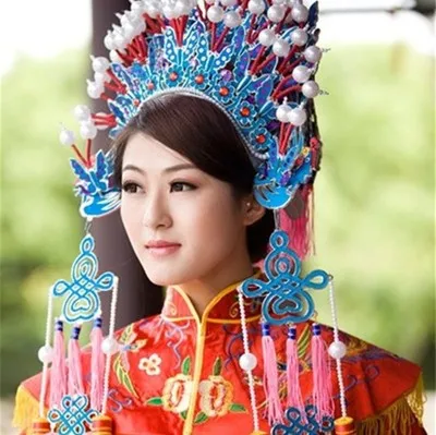 

Art movies Peking Opera Headdress Wedding Drama Mascot Costume Bride Crown Queen Carnival Women Lady Performance Stage