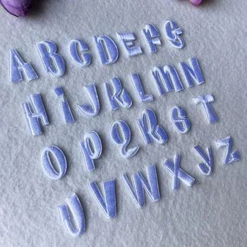 

26 White English Alphabet Patches for Clothes DIY Stripes Iron on Appliques Thermo Clothing Stickers Embroidery Letters Badges