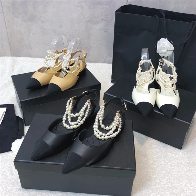 売り安い パールとストラップが付いた女性用フラットヒールサンダル 天気の良い日のためのオープントゥの靴 結婚式 新しいコレクション21 Low Heels お買得価格 Ndmi Co In