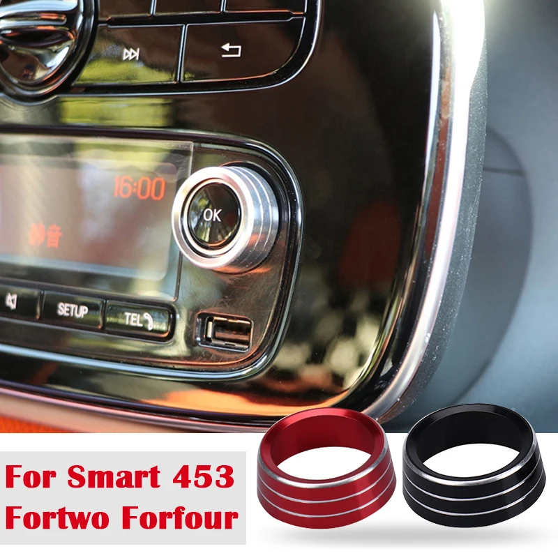 2pcs Car Multimedia Knob Metal Decorative Protective Ring For Smart 453