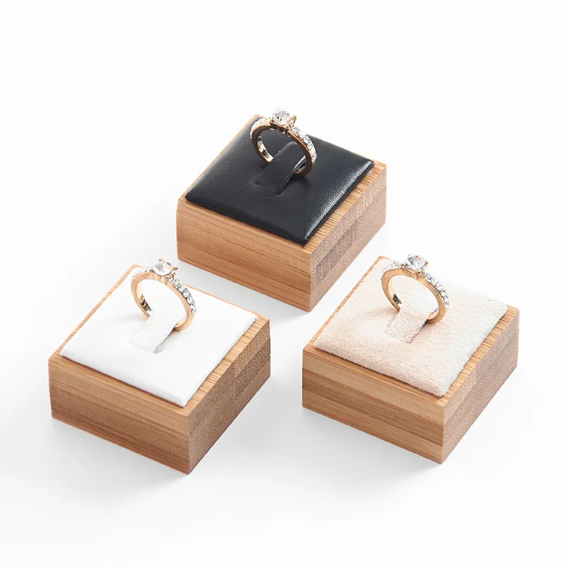 Бамбуковые деревянные кожаные кольца Дисплей Стенд креативная коробка для демонстрации колец Держатель ювелирных изделий стенд