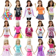 1 Conjunto bonito de moda Tops camiseta blusas falda pantalones vestido accesorios de muñeca ropa para muñeca Barbie muñeca juguete para niños