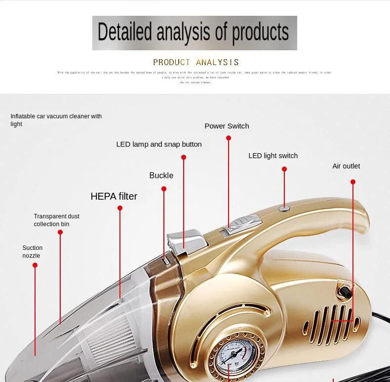 Автомобильный пылесос, Автомобильный Ручной пылесос, мини пылесос для автомобиля, аспиратор, 5 кПа, мощный пылесос, Авто