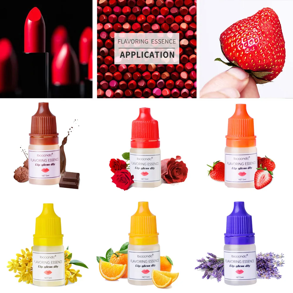 5ml 7 Flavor Natural Flavor Essence Oil Drop for Lip Gloss Diy Lipgloss Base Handmade Lipstick Fragrance Flavoring lip gloss lip makeup