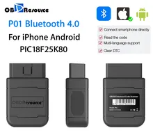 P01 bluetooth v1.5 pic18f25k80 para iphone android faslink leitor de código automotivo obd2 scanner carro diagnóstico pk icar2 elm327