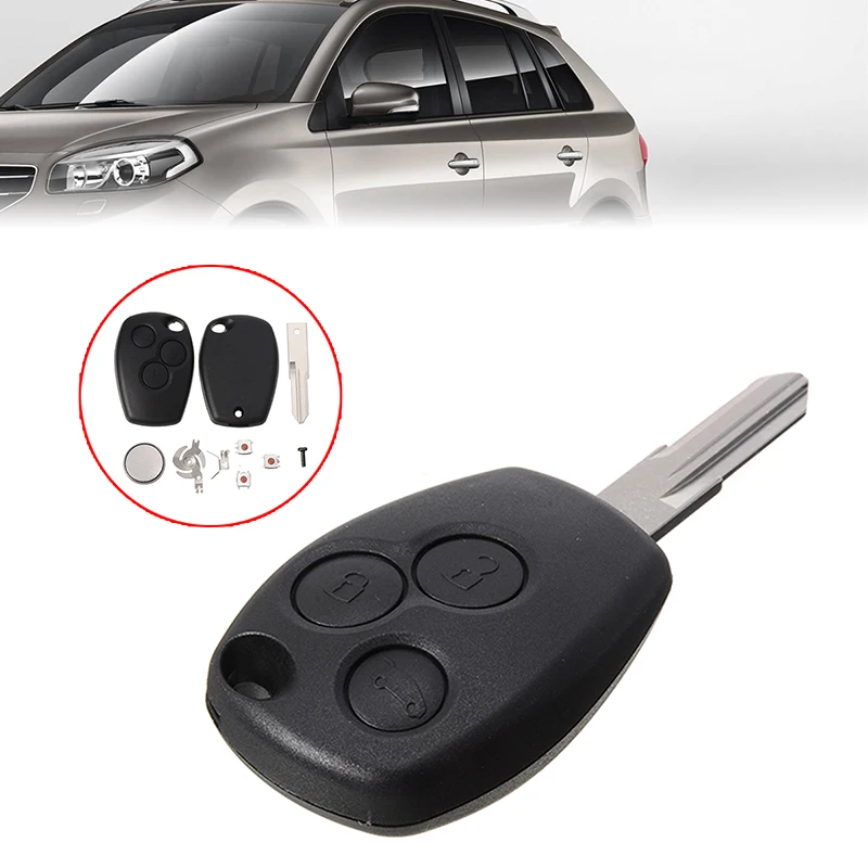 For Renault Trafic Master Clio Modus 3 Buttons Remote Key Case Shell Kit Black Plastic Auto Key Cover + Battery + Micro Switches