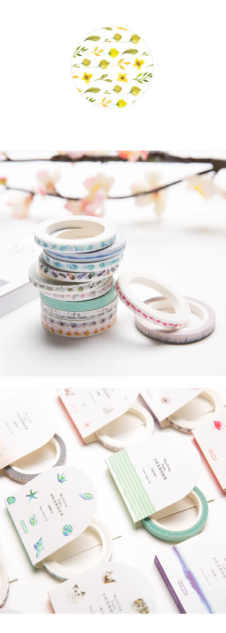 Cute Kawaii Flowers Feather Cat Animals Decorative Tape Adhesive Masking Washi Tape Paper Stickers For Scrapbooking