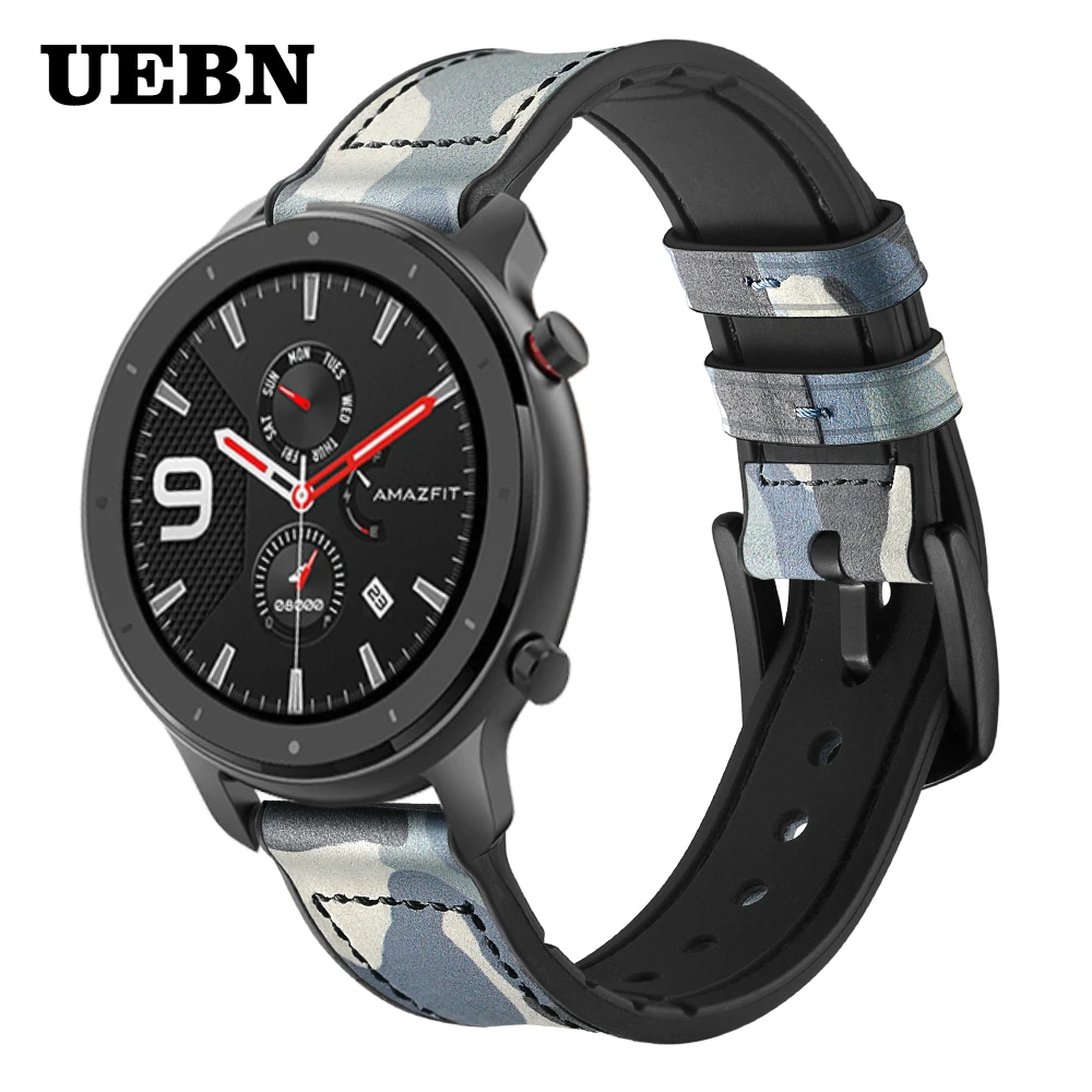 Ремешок UEBN из кожи и силикона для Huami amazfit GTR 42 мм 47 Воздухопроницаемый браслет