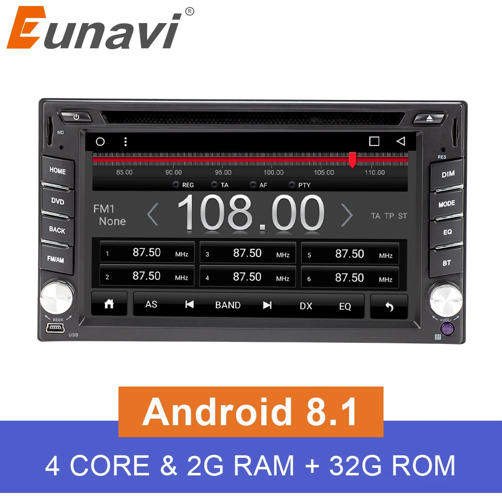 Discount Eunavi 2 Din Android 8.1 TDA7851 Universal Car DVD Radio Multimedia Player Video Stereo GPS Navigation USB WIFI free camera BT 0